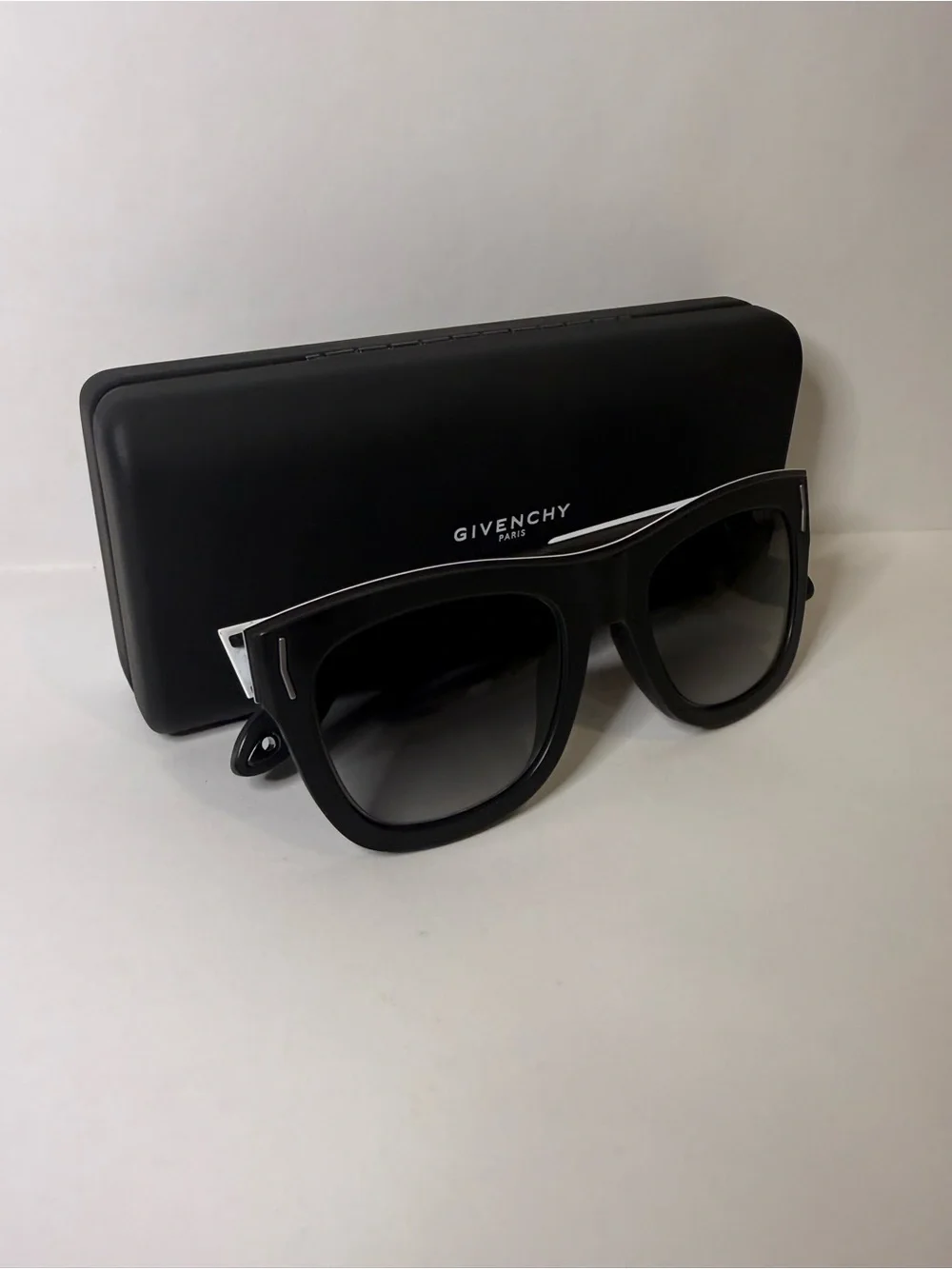 Givenchy Paris 7016/S Oversized Black Square Sunglasses with Dark Lenses